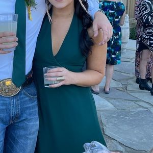 Emerald green birdy grey bridesmaid dress